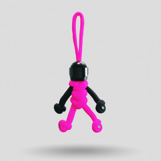 Black Hot Pink Biker Buddy Paracord Keychain